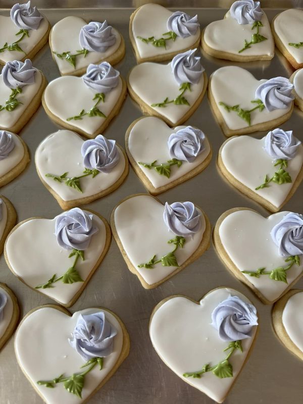 Charming Heart-Shaped Cookies Inspire Romantic Floral Nail Art.