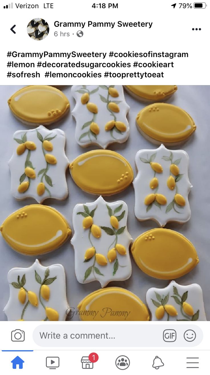 Artistic Lemon-Themed Cookies with Bright Icing and Intricate Details.