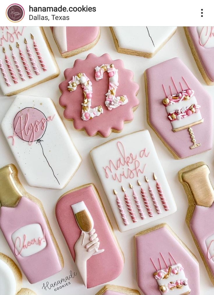 Celebration-Themed Decorative Cookies in Soft Pastel Colors for Birthdays