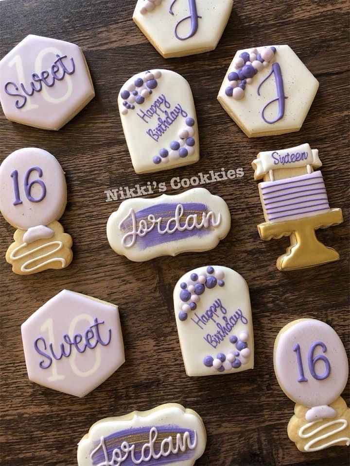 Elegant Multi-Colored Decorative Cookies for Celebratory Birthdays