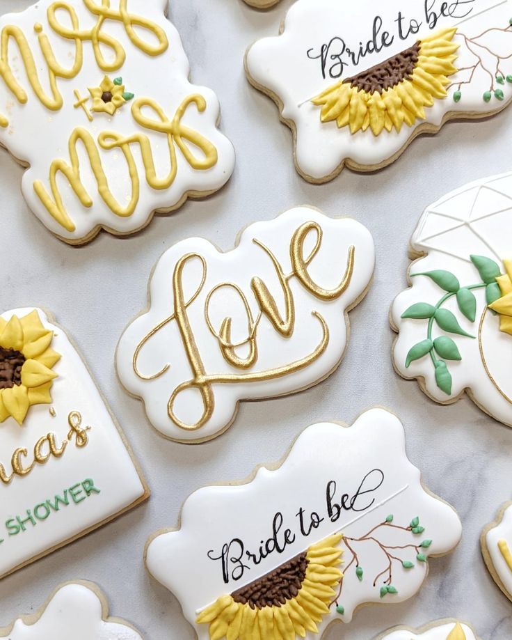 Charming Floral-Inspired Cookie Designs for Bridal Showers with Sophisticated Accents.