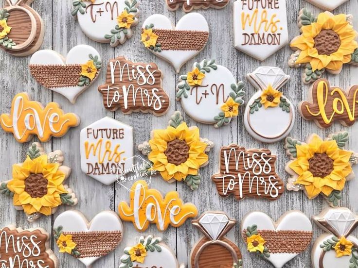 Cheerful Sunflower Cookies: Ideal Decorative Treats for Bridal Celebrations