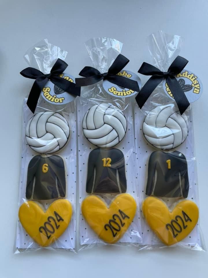 Volleyball-Themed Decorative Cookies for 2024 with Elegant Presentation.