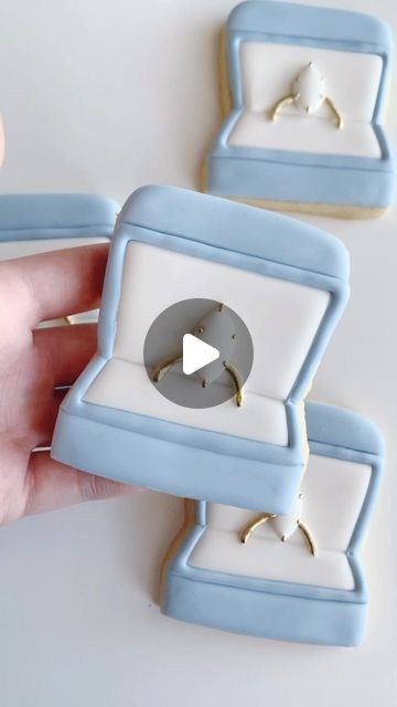 Whimsical Decorative Ring Box Cookies with Soft Blue Frosting for Celebrations