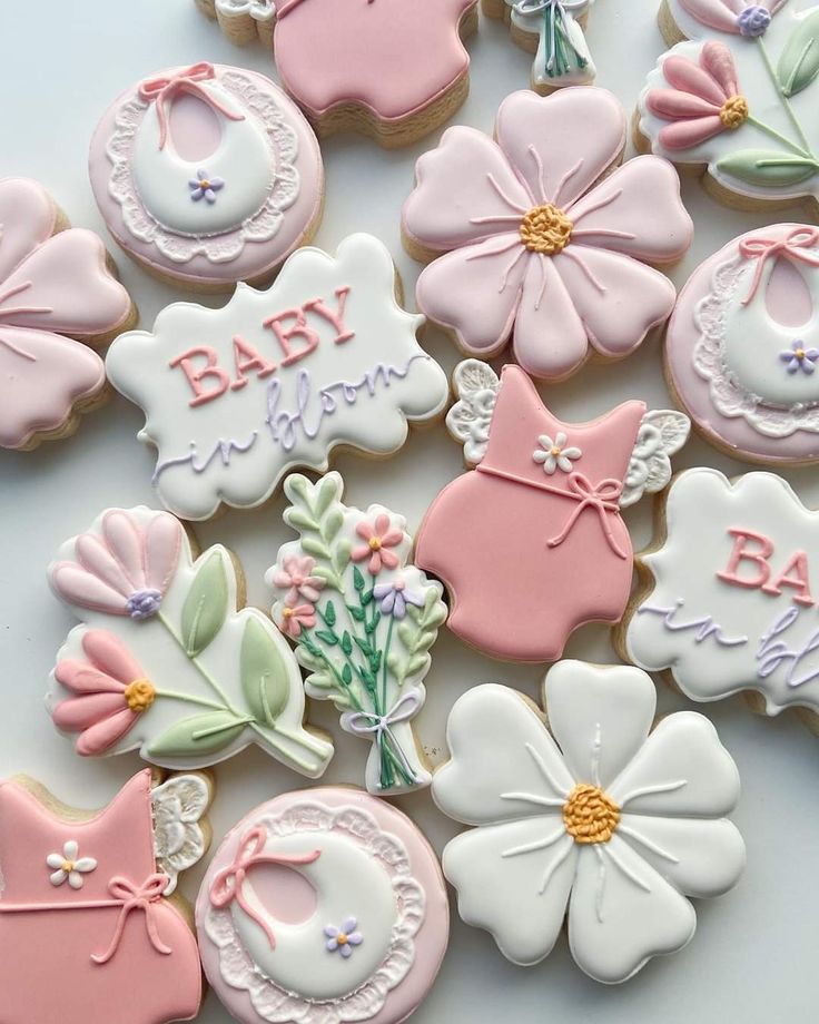 Charming Floral Nail Design Inspired by Sugar Cookies for Spring and Baby Showers.