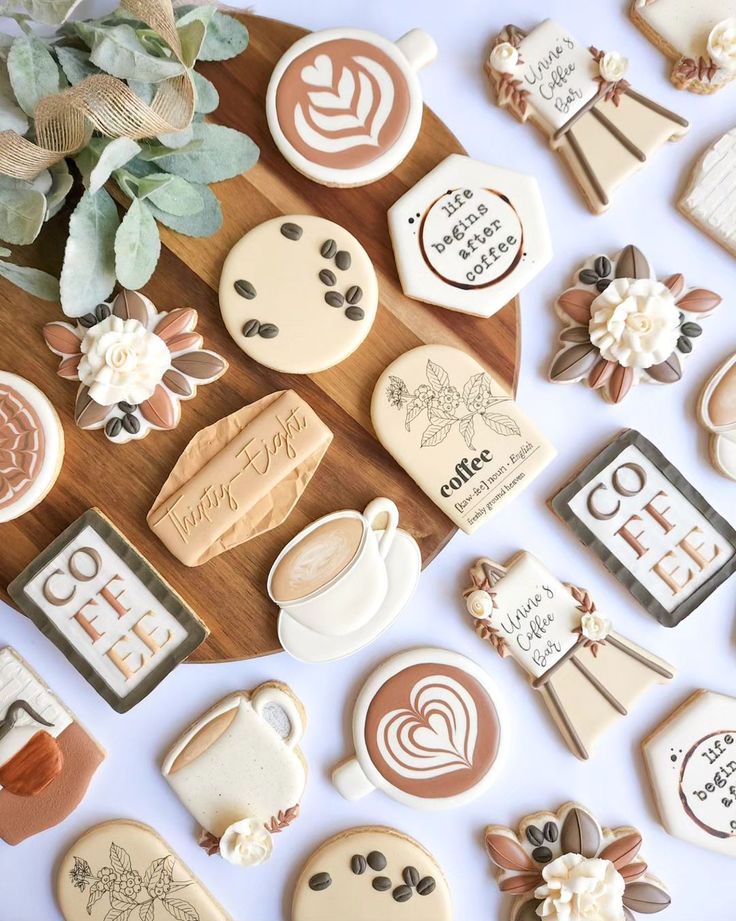 Coffee-Inspired Decorated Cookies: Cozy Aesthetic and Warm Color Palette for Enthusiasts.