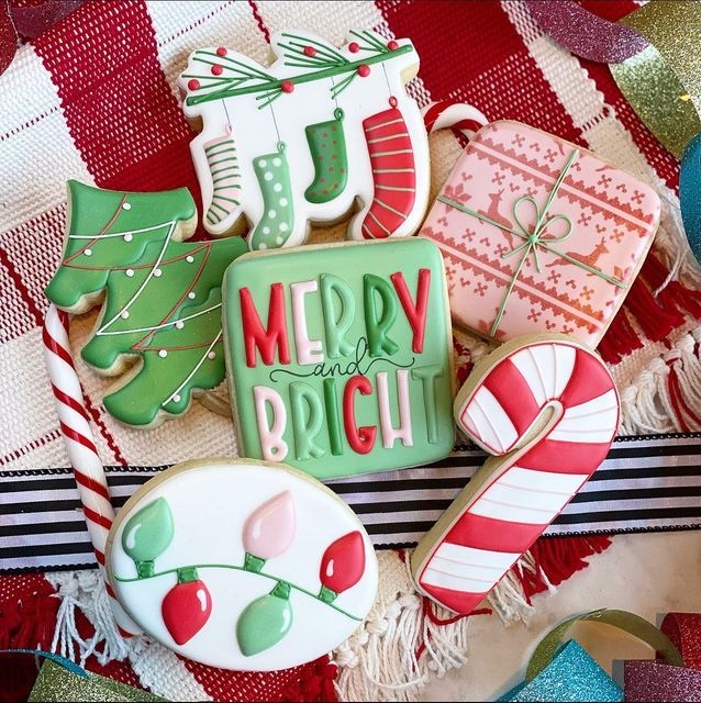 Festive Display of Vibrantly Iced Holiday Cookies