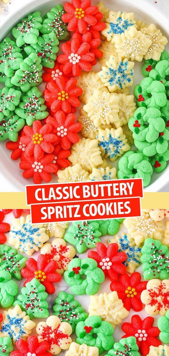 Festive Vibrant Spritz Cookies Create an Inviting Holiday Display.