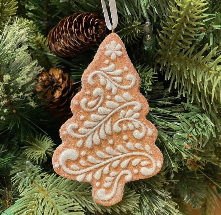 Intricate Ornate Gingerbread Christmas Ornament Inspires Cozy Nail Art Design.