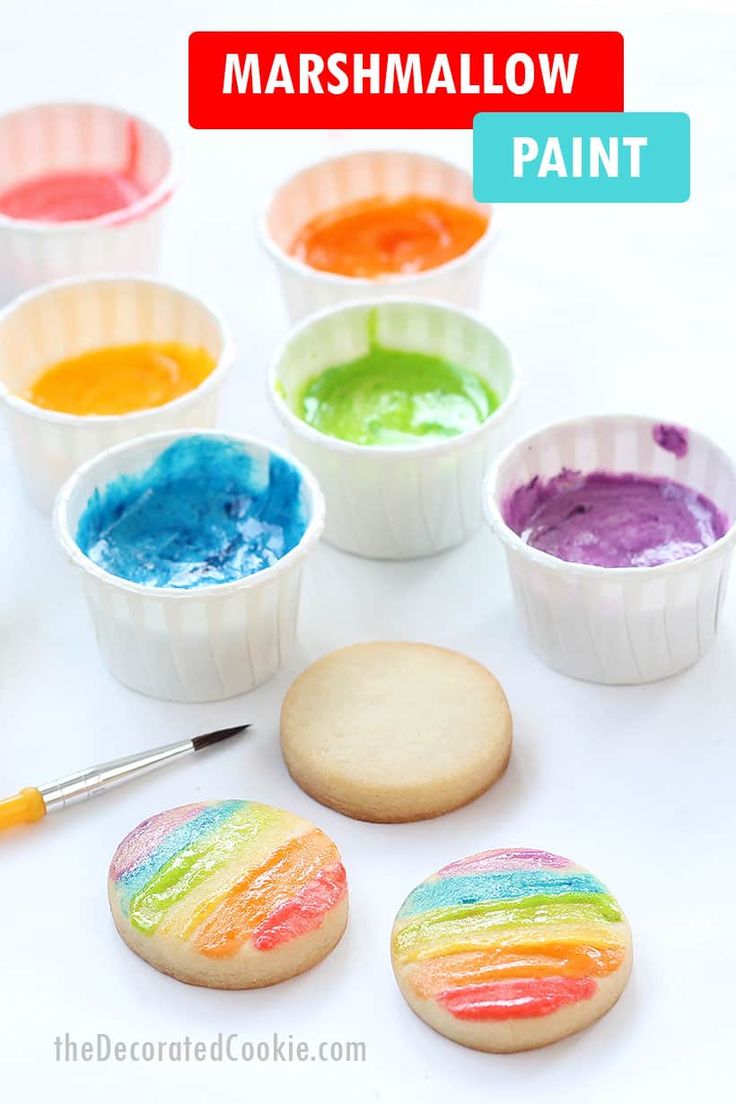 Vibrant Rainbow-Striped Cookie Decoration with Colorful Marshmallow Paint