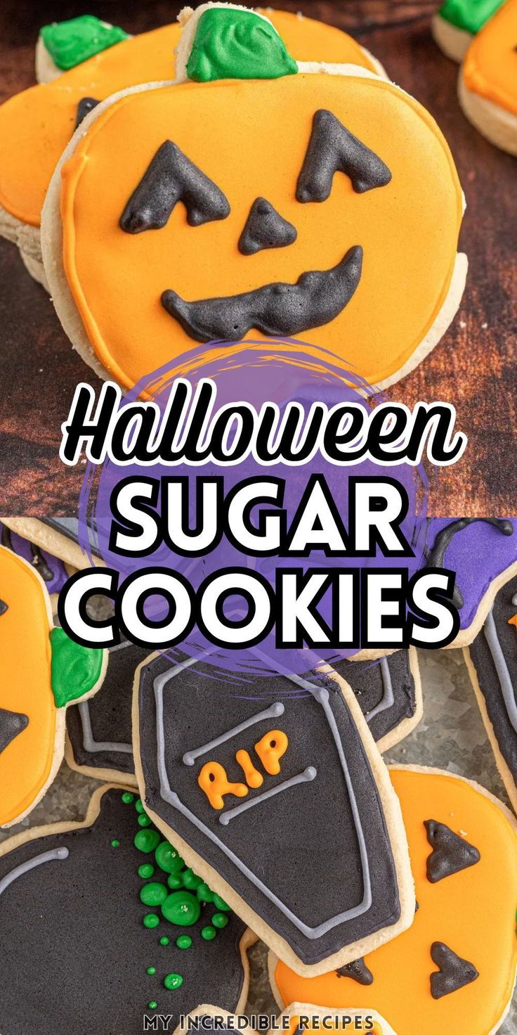 Playful Halloween Sugar Cookies: Festively Decorated Pumpkins and Coffins