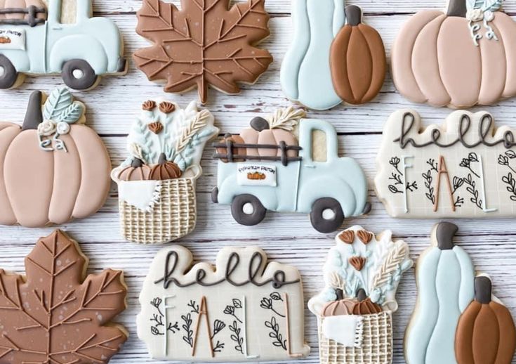 Cozy Autumn-Themed Cookies with Vintage Decor and Seasonal Accents.