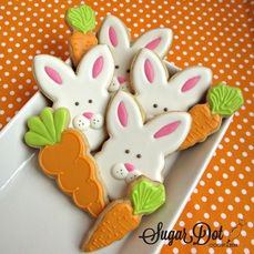 Whimsical Easter Cookies: Bunny and Carrot Designs for Festive Celebrations and Charming Gifts.