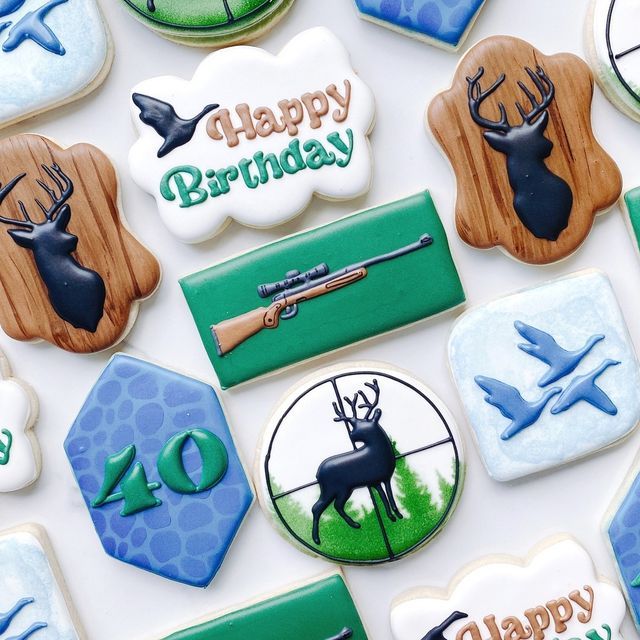 Artfully Designed Decorative Cookies Showcasing Wildlife Motifs and Celebratory Themes.