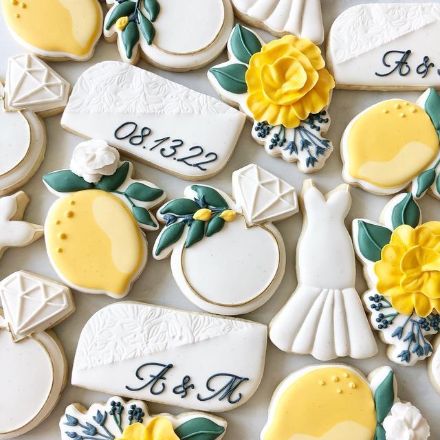 Lemon Bridal Shower Cookies Decorated