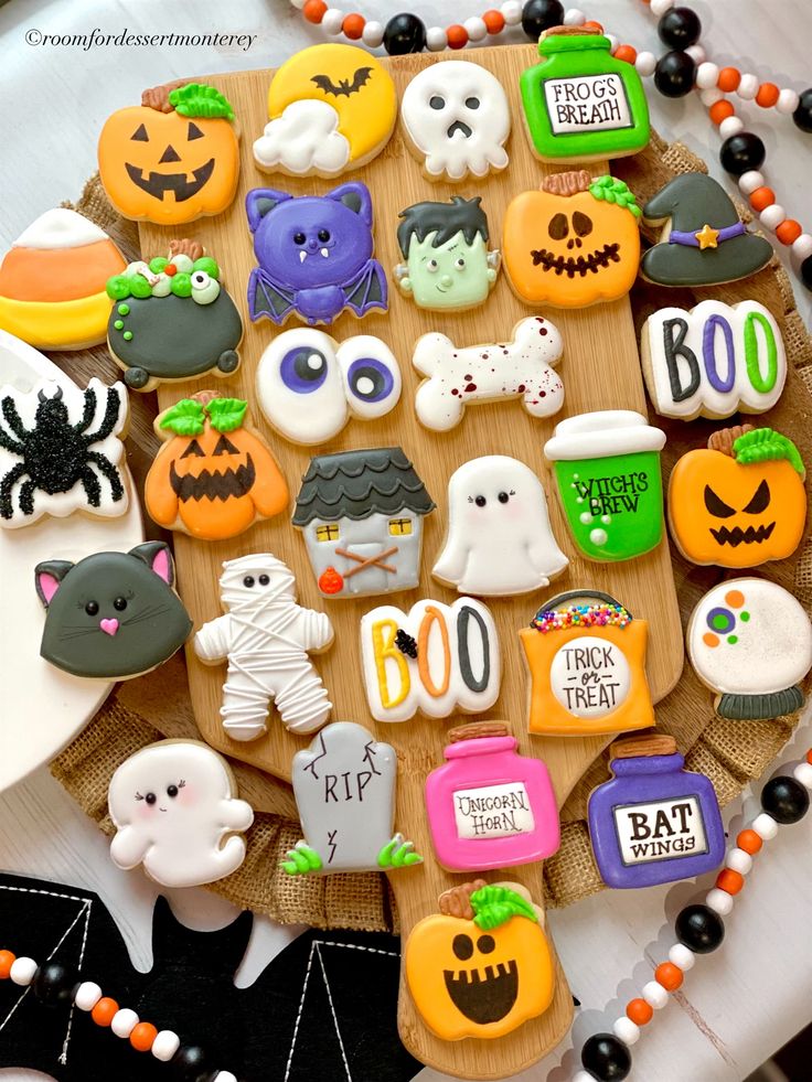 Vibrant Halloween Cookies with Playful Designs for Festive Celebrations.