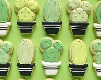 Whimsical Cactus-Themed Cookies: A Playful Display of Colorful, Textured Delights