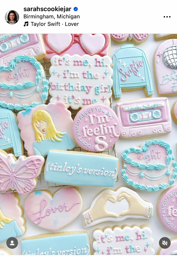 Festive Pop Music-Themed Colorful Cookies with Whimsical Designs and Pastel Palette