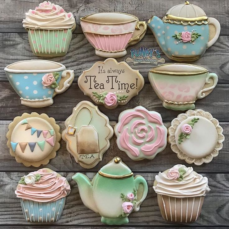 Charming Whimsical Cookie Designs with Pastel Colors and Floral Accents for Delightful Tea Party Aesthetic