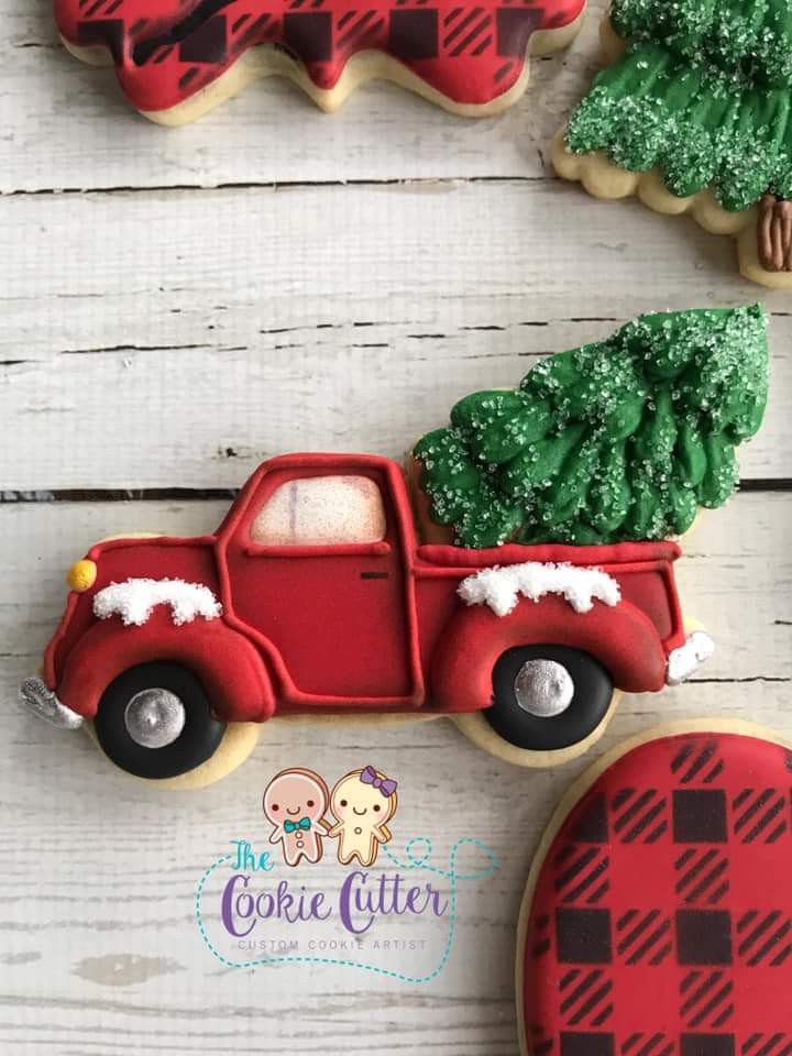 Truck With Tree Cookies Decorated