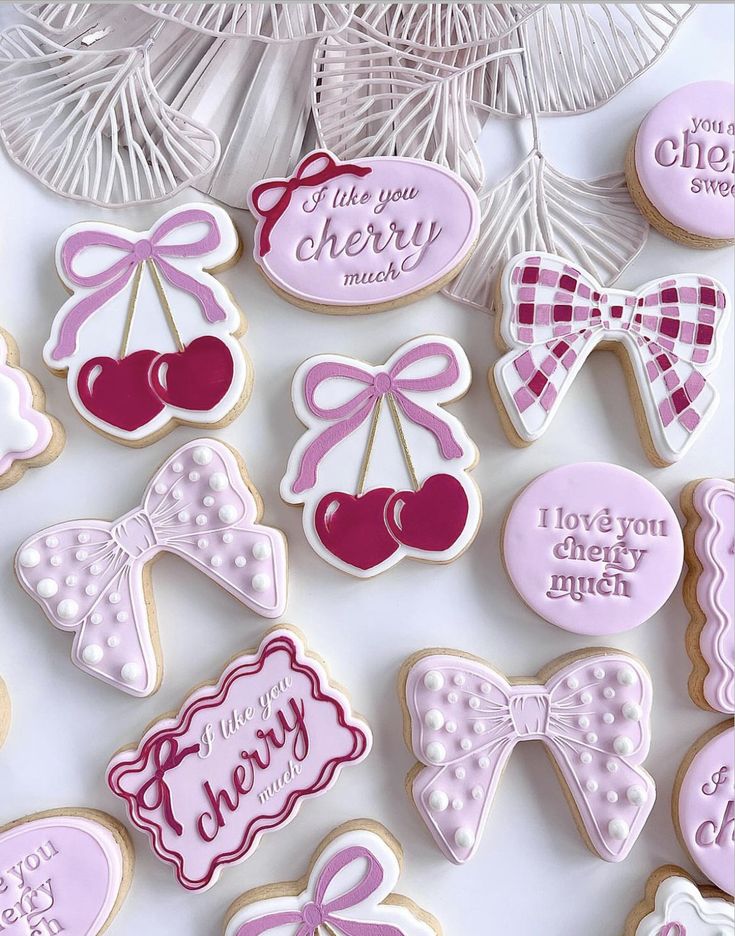 Playful Cherry and Bow Cookie Designs: Whimsical Aesthetic for Any Occasion