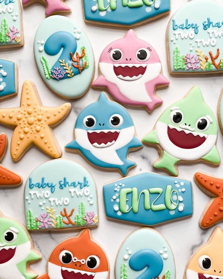 Whimsical Shark-Themed Cookies: A Delightful Dessert Centerpiece for Parties