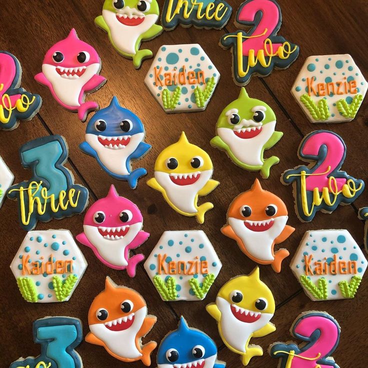 Whimsical Colorful Shark-Themed Cookies for Children's Parties