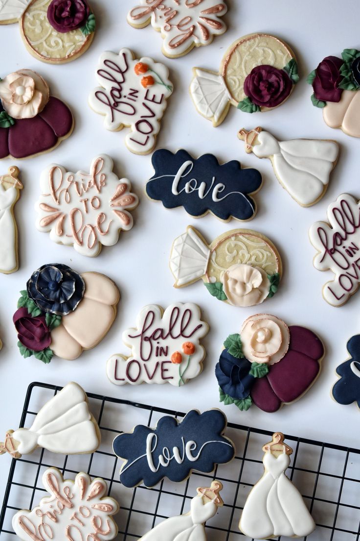 Stylish Decorative Cookies and Bridal Gowns: Romantic Treats for Wedding Celebrations