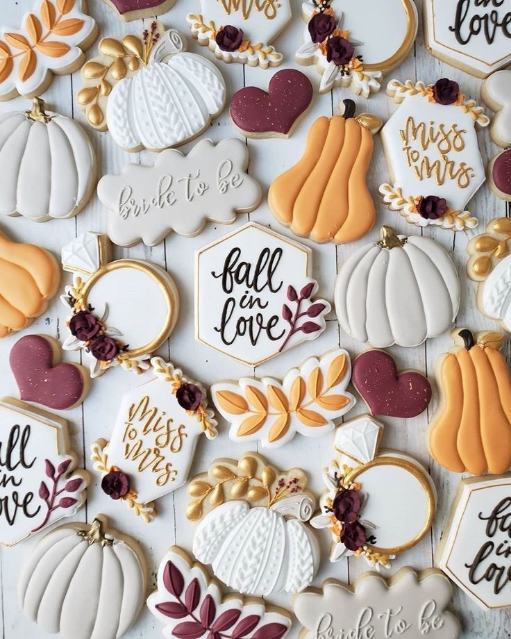 Cozy Autumn-Themed Cookies: Whimsical Pumpkin Shapes with Elegant Floral Accents