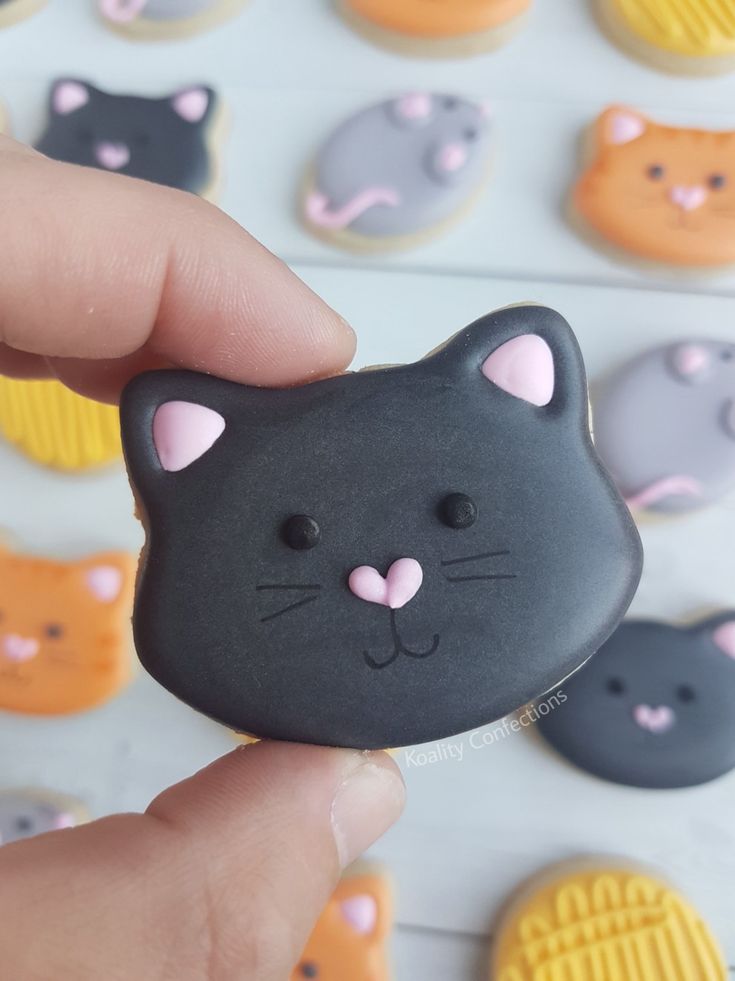 Adorable Playful Cat-Themed Cookies with Charming Designs