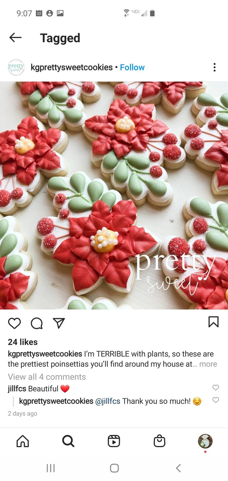 Festive Poinsettia-Inspired Colorful Cookies for Holiday Cheer