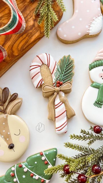 Charming Candy Cane Motif Cookies Enhance Holiday Cheer with Intricate Designs.