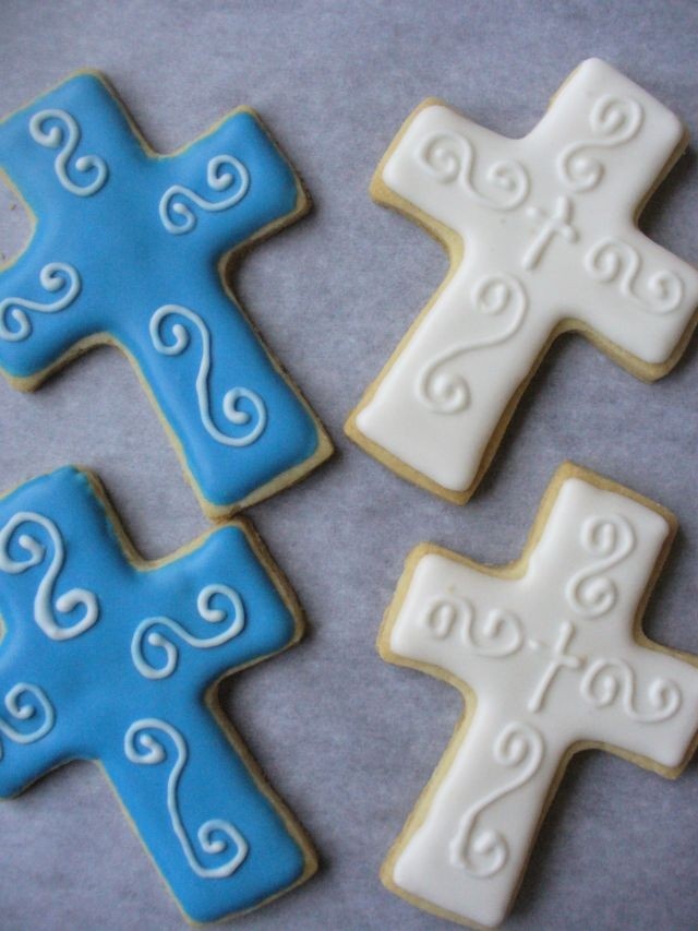 Charming Cross-Shaped Iced Cookies for Celebrations