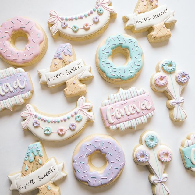 Whimsical Colorful Cookie Decorations in Soft Pastels