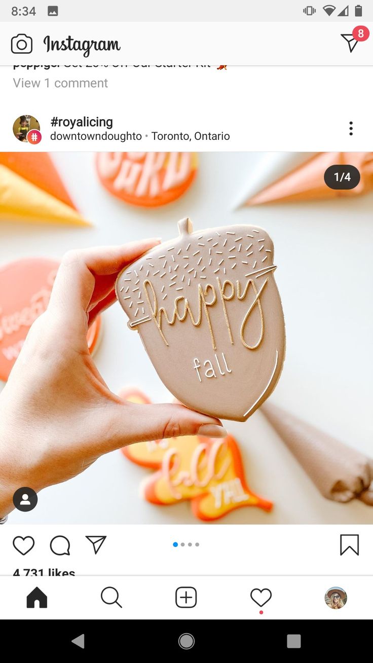 Cozy Autumn Acorn Cookie Design with Warm Colors and Playful Lettering