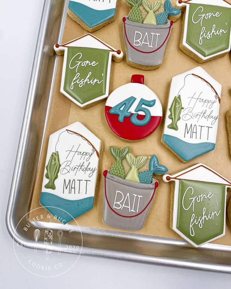 Vibrant Fishing-Themed Decorative Cookies for Celebrations.