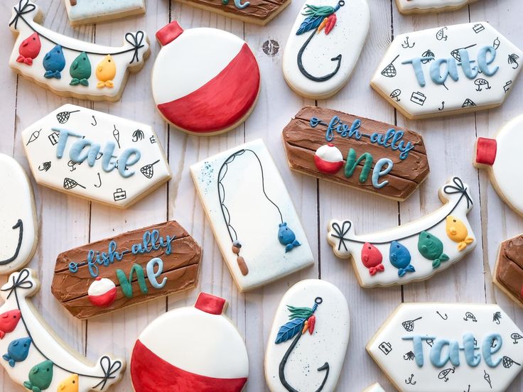 Whimsical Fishing-Inspired Colorful Cookie Designs