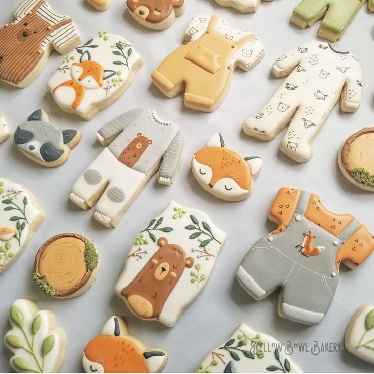 Whimsical Woodland-Themed Cookie Designs for Charming Celebrations and Baby Showers.