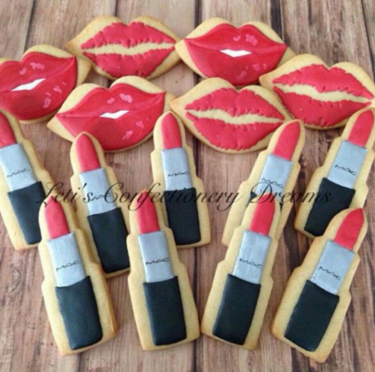 Vibrant Lipstick and Kiss-Shaped Cookies: A Perfect Celebration Centerpiece for Makeup Lovers