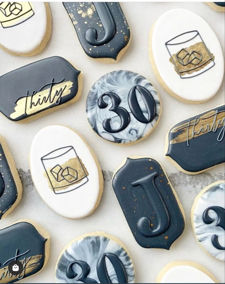 Elegant Decorative Cookies with Modern Color Palette and Intricate Designs.