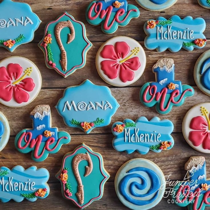 Tropical-Themed Vibrant Cookies with Unique Designs for Special Occasions