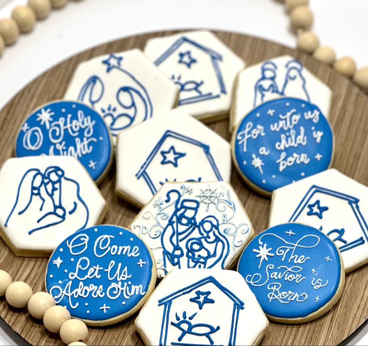 Intricate Blue and White Decorative Cookies for Festive Christmas Gatherings