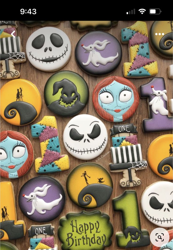 Whimsical Halloween-Themed Colorful Cookie Decorations for Festive Celebrations.