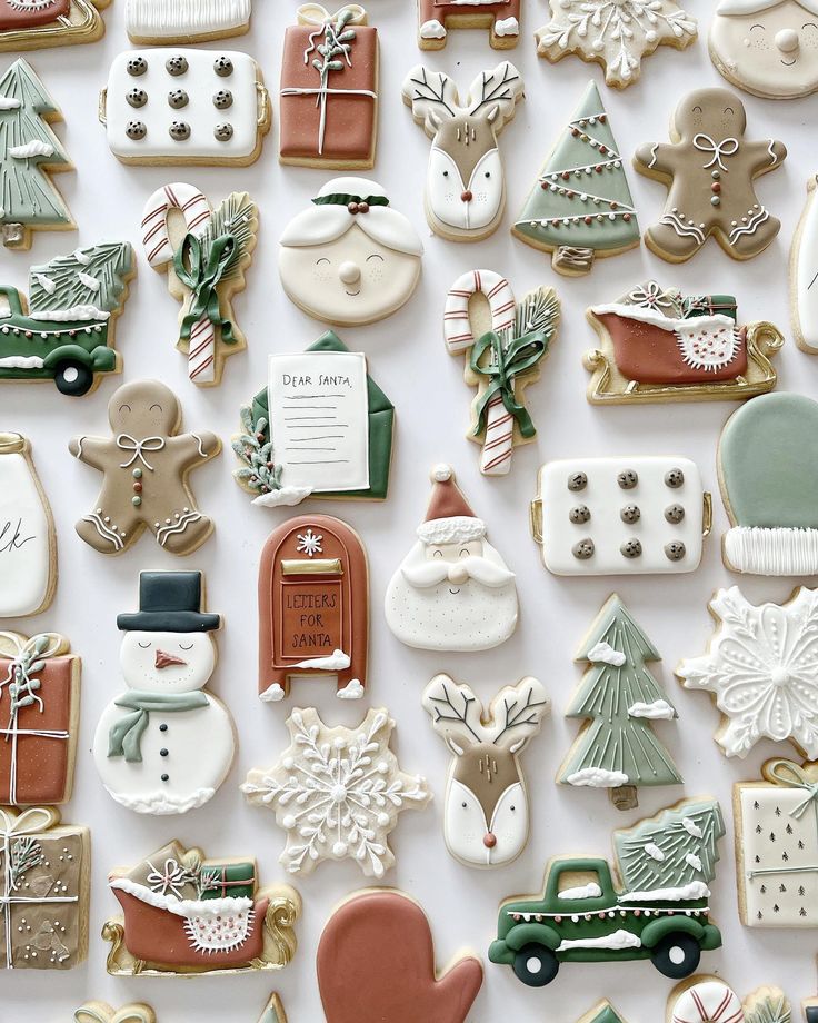 Charming Holiday Cookie Designs with Festive Motifs and Cozy Color Palette.