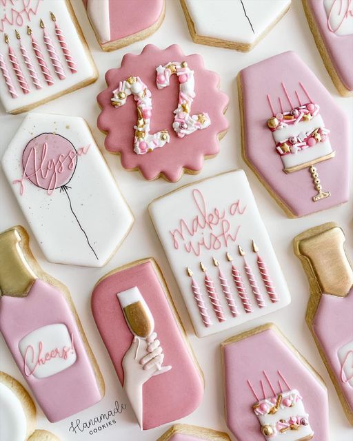 Festive Decorative Cookies in Elegant Pastels for Celebrations