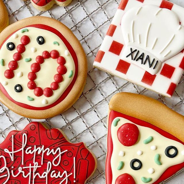 Playful Pizza-Themed Decorative Cookies for Festive Celebrations