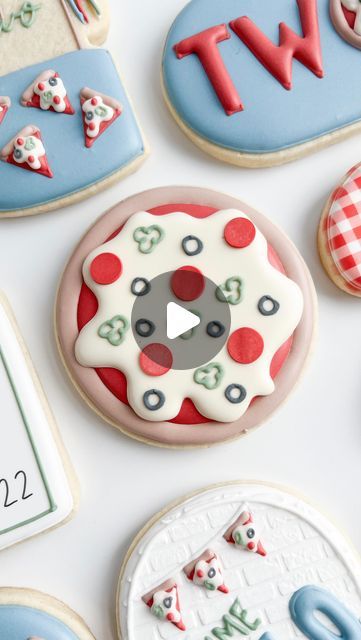 Whimsical Vibrant Cookies with Pizza Motif and Festive Patterns