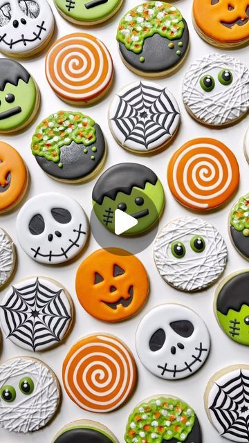 Colorful Halloween Cookies with Fun Designs for Festive Celebrations.