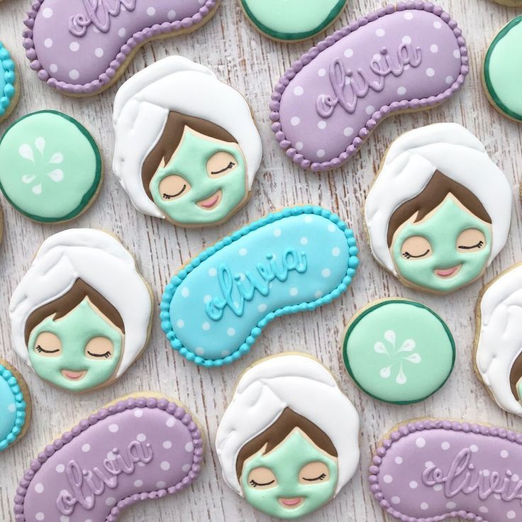 Spa-themed colorful cookies evoke relaxation and self-care with pastel designs.