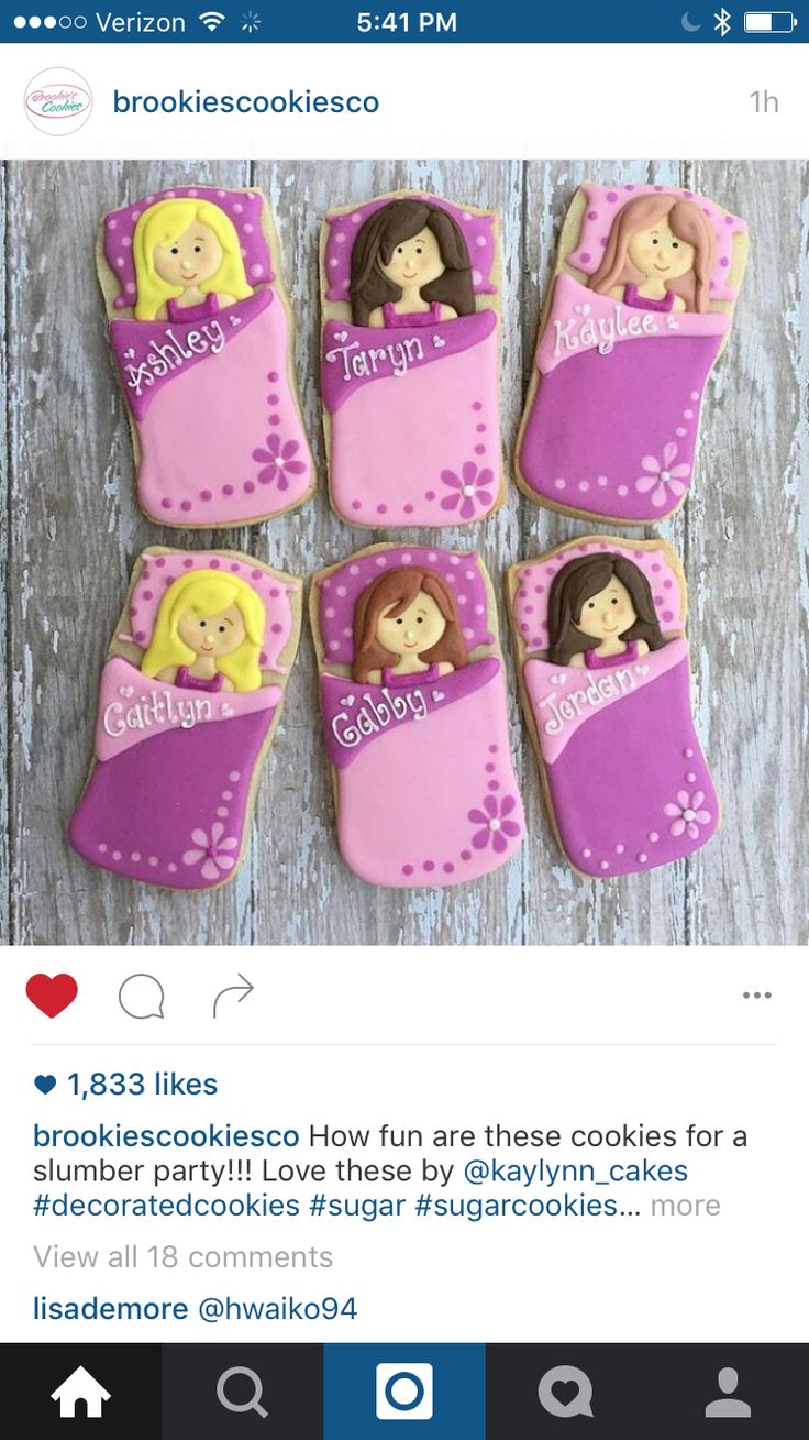 Playful Sleeping Bag Cookies with Cartoon Characters for Fun Slumber Parties.